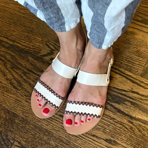 Ancient Greek Clio Strap Sandals White Leather - Picture 1 of 8